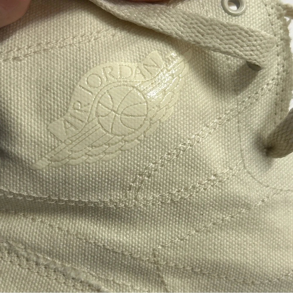 Air Jordan 1 High OG Triple Sail Cream Canvas Sneakers Mens 10.5 Minimal Neutral